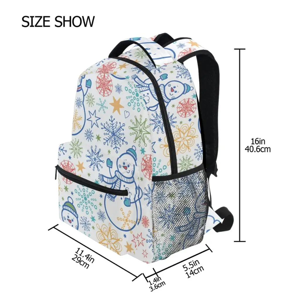 Fashion Lady Snowman Printed Backpack Waterproof Girl School Bag College Female Cute Backpack Badge Women Book Bag Student