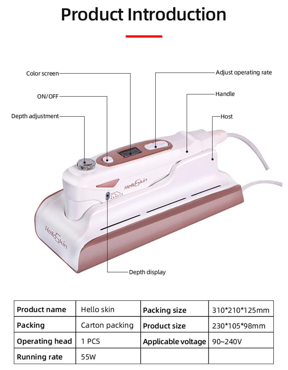 HIFU Focused Beauty Machine HIFU Therapy Skin Tightening Facial Lifting Delicate Skin Whitening Device Anti Wrinkle Aging