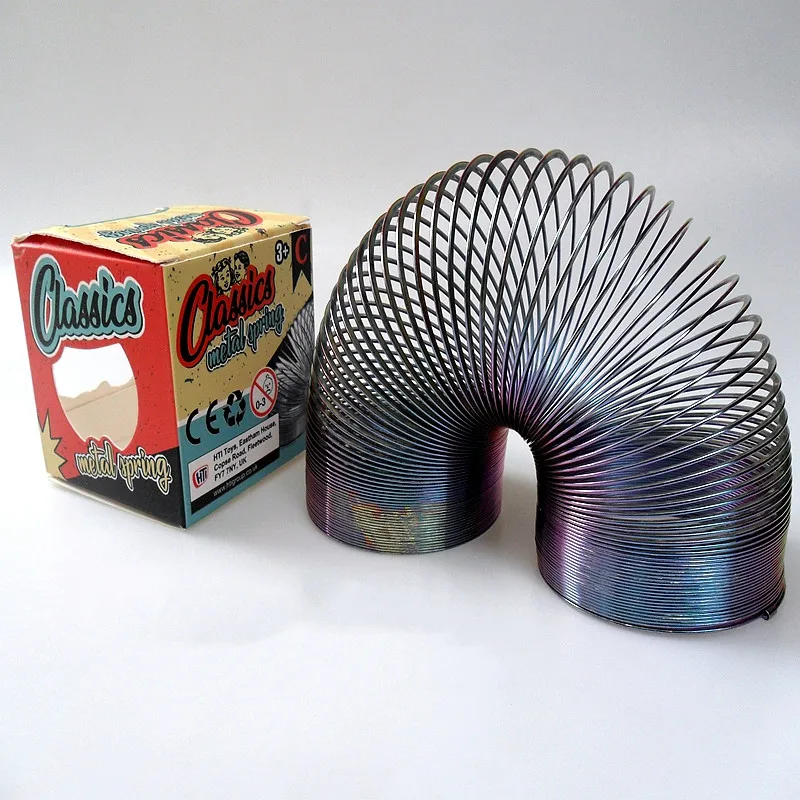 2.5 Inch Science Toys Steel Slinkys Stairs Walking Spring Colour Metal Coil Rainbow Nostalgic Coil Spring