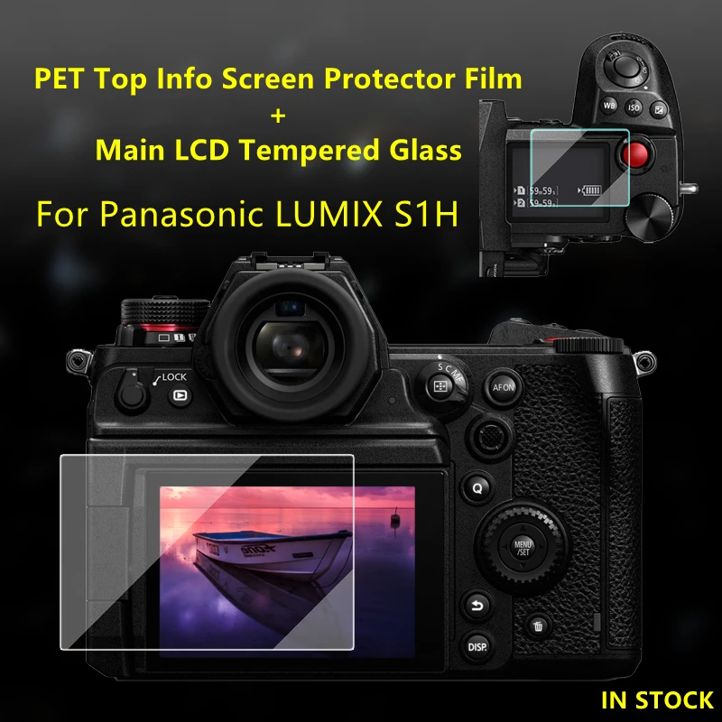 for Panasonic LUMIX S1H Camera Tempered Glass Protective Self-adhesive Glass Main LCD Display + Film Info Screen Protector Cover