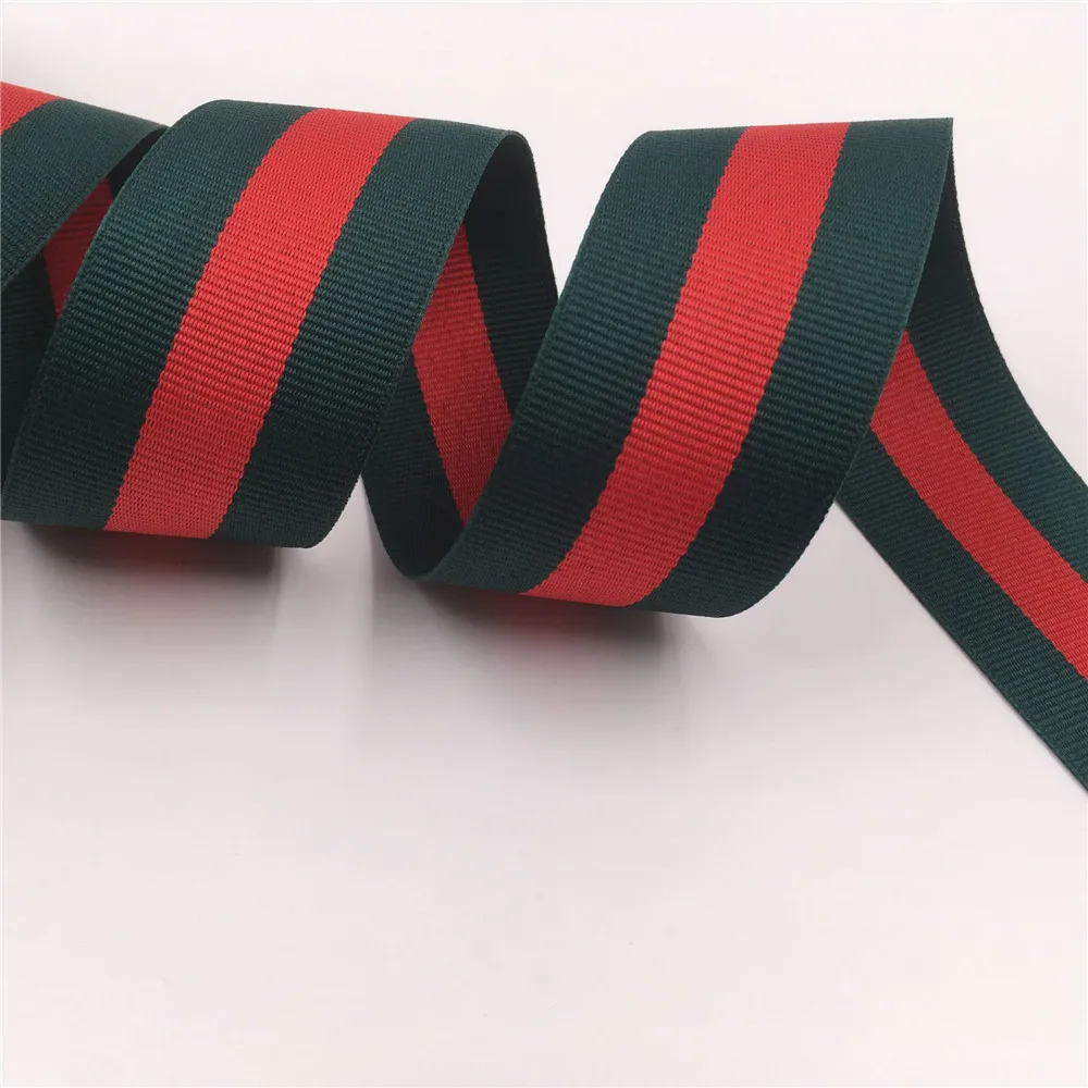 50 Yards Striped Grosgrain Ribbon Green Red Green Stripes Trims for DIY Hairbow Accessories Gift Package Cake Wrap Decoration