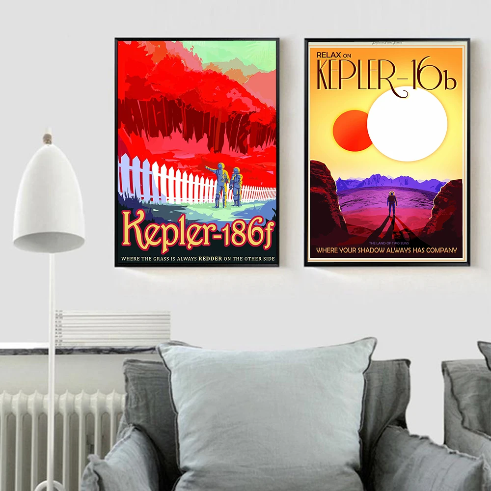American Exoplanet Series Poster Complete Collection Print Canvas Art Painting Wall Picture Modern Living Room Room Home Decor