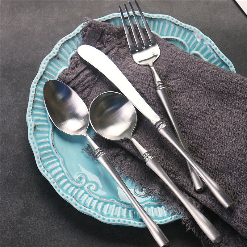 New Sliver Cutlery Set Luxury Dinnerware 1 Pieces Mirror Polishing Tableware 304 Stainless Steel Dinner Knife & Fork