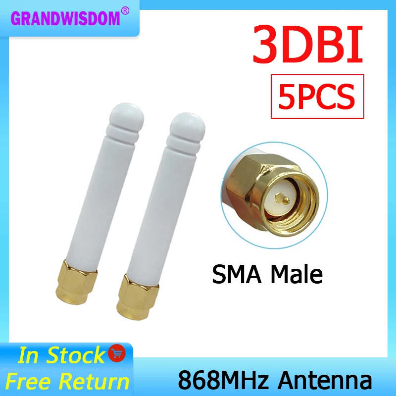 GRANDWISDOM 5 stücke 868mhz antenne 3dbi sma männlichen 915mhz lora antene pbx iot modul lorawan signal empfänger antena