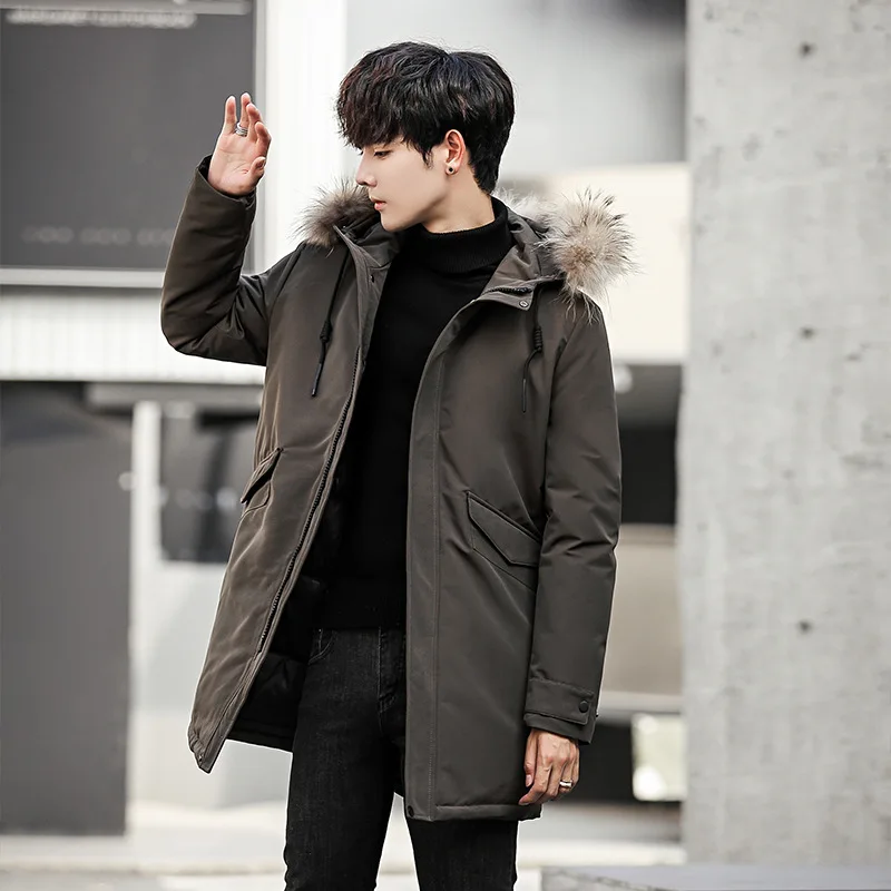 2020 Winter New Real Fur Collar Down Jacket Men Fashion Casual Thick Warm White Duck Down Jackets and Coats Mens Clothing