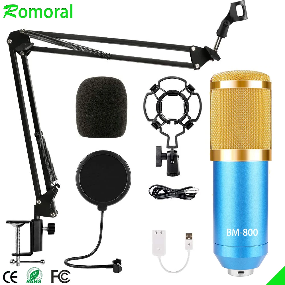 

BM800 Condenser Microphone Set Computer Recording Anchor Microphone Network K Song Sound
