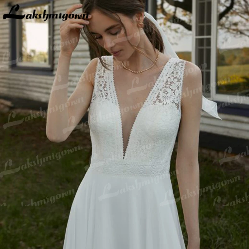 Vestido de novia de estilo bohemio con Espalda descubierta, traje de boda elegante, sencillo, corte en A, Encaje Vintage, para playa y Campo, novedad de 2022