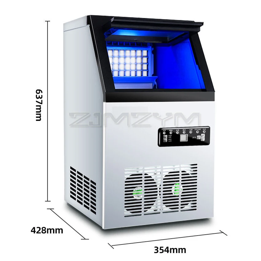 80KG/24H Thương Mại Nhỏ Làm Đá Máy 66 Băng Lưới Inox Gia Đình Tự Động Vuông Kem máy Làm Trà Sữa Shop