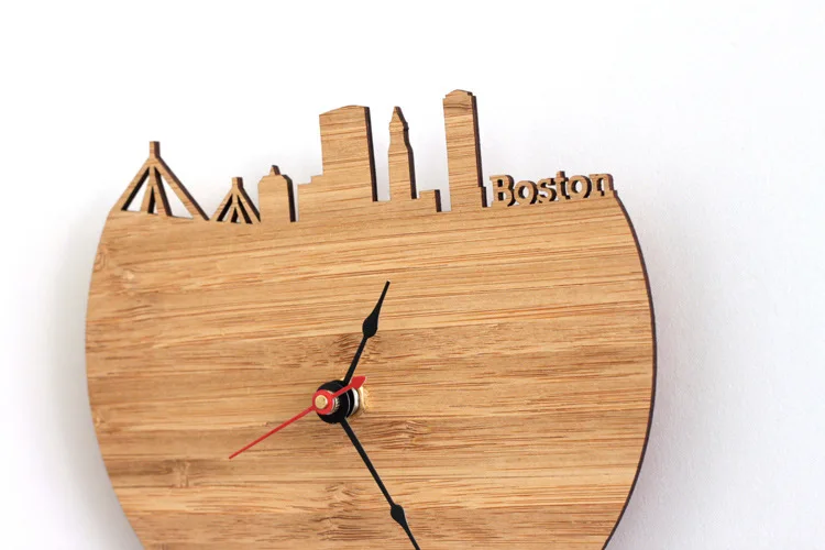 Boston Skyline Wall Clock Living Room Office Wall Wall Table Quartz Clock City Silhouette