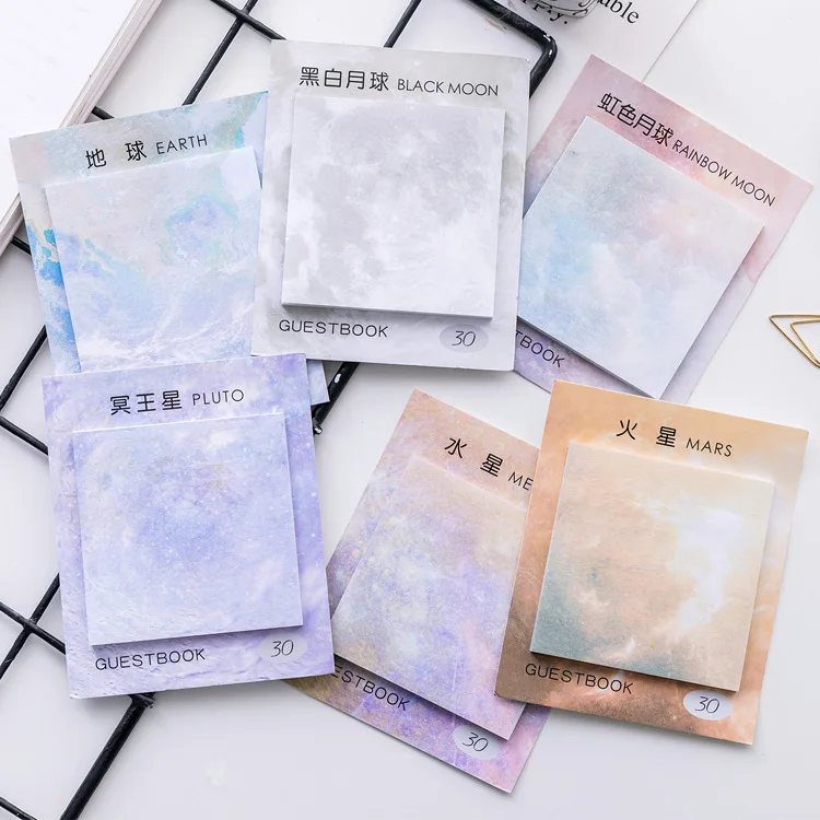 20 Pcs Per Set Korean Stationery Oil Painting Style Square Tearable Message Removable Self-Stick Notes Note Paper Cute