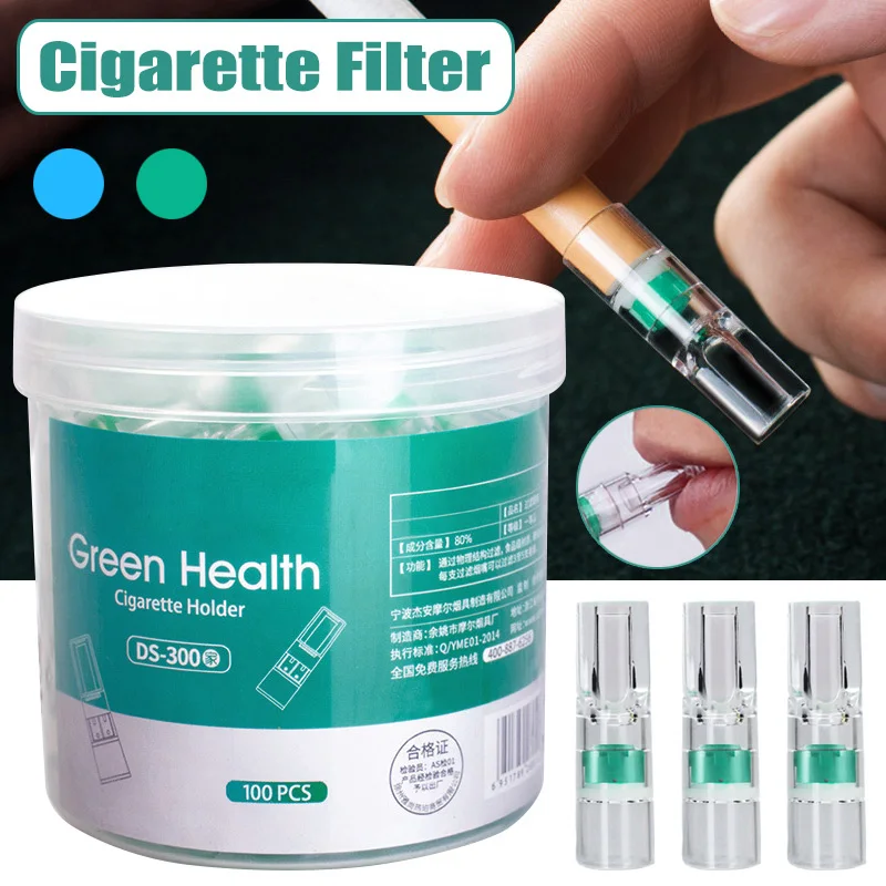 100Pcs Disposable Tobacco Cigarette Filter Smoking Reduce Tar Filtration Cleaning Holder Plastic Gadgets For Men Vaporizador