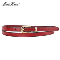 Maikun Women Belts Alloy Pin Buckle Genuine Leather Thin Belt Female Waistband for Jeans Dresses Pants