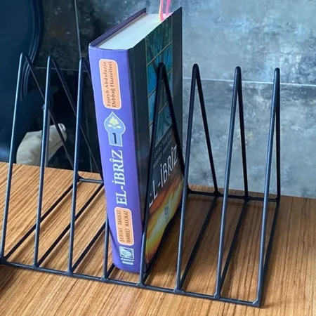 Metal Table Top Book Stand, Newspaper Rack, Dergilik 7 Mesh Grid Shelf WD-43K