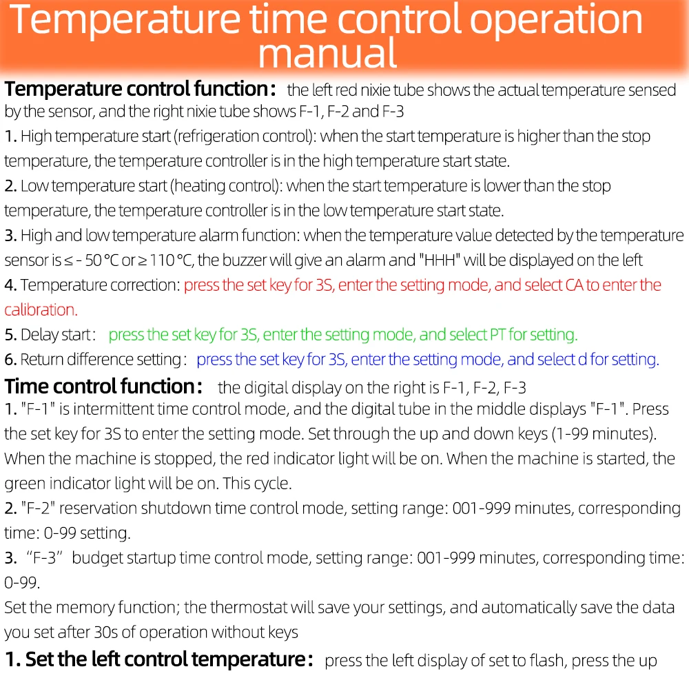 Microcomputer Temperature Controller ZFX-W1011 Thermostat Intelligent Time Controller Adjustable Electronic Temp 12V 24V 220V