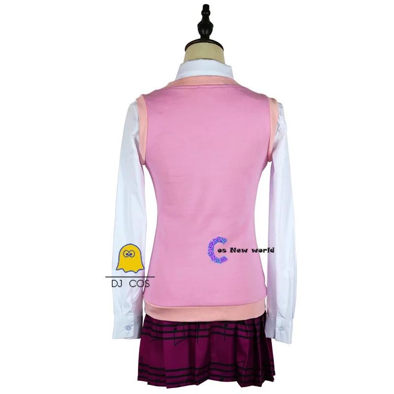 Kaede Akamatsu Cosplay Costume Pink Skirt Set School Girl Shirt+Vest+Skirt+Tie+Sock Uniform New Danganronpa V3 Halloween Cosplay