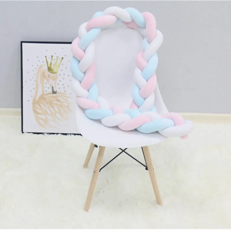 1M/2M/3M/4M Length Newborn Baby Bed Bumper Pure Weaving Plush Knot Crib Bumper Kids Bed Baby Cot Protector Baby Room Decor