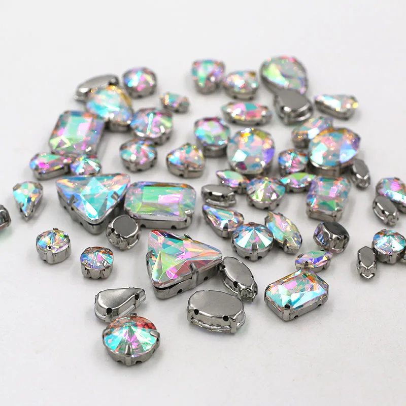 NEW Clothing accessories mixed shape crystal AB sew on claw glass rhinestones for wedding decoration/dress