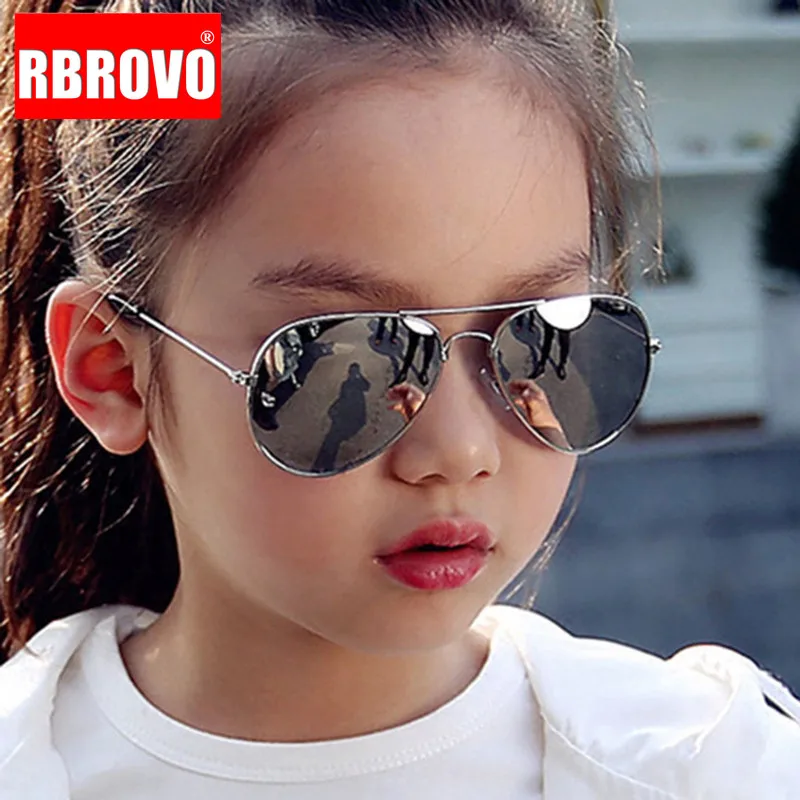 RBROVO 2023 Classic Sunglasses Girls Colorful Mirror Children Glasses Metal Frame Kids Travel Shopping Eyeglasses UV400