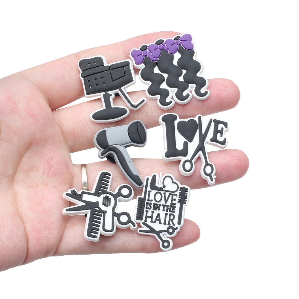 Novelty Hair salon 1pc PVC Game Shoe Charms Shoe Accessories Shoe Decoration for  Wristbands Kids Party Xmas Hot Sale