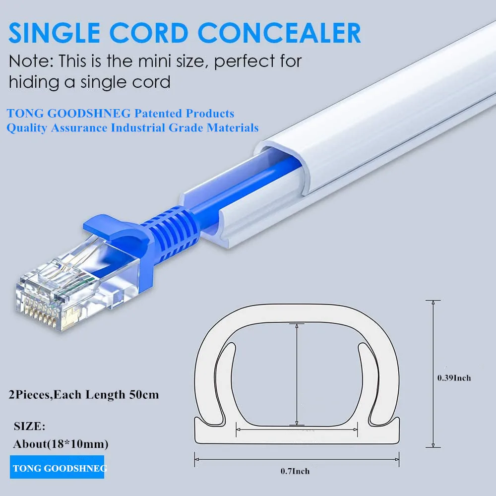 2020 New Cord Hider,Mini Wire Cable Cover,PVC Cable Concealer Channel,Paintable Cord Cover to Hide Speaker Wire,Ethernet Cable