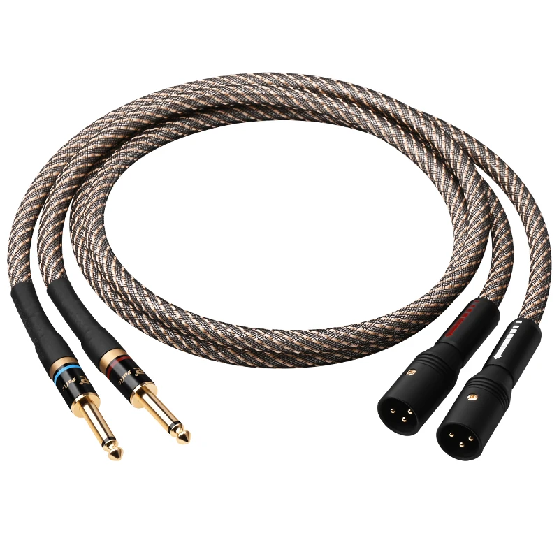 ATAUDIO posrebrzanych 6.5mm do XLR męski kabel Hi-End podwójny 6.5, aby Dual XLR kabel Audio