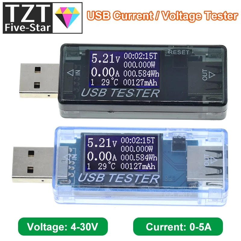 8 in1 QC2.0 QC3.0 4-30V 5A Voltmeter Ammeter Electrical Energy Power Supply Capacity Voltage Current Meter USB Tester Monitor