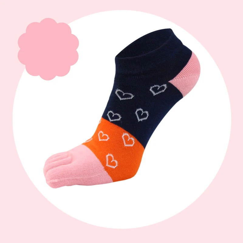 Chaussettes en pur coton à cinq doigts pour femmes et filles, 1 paire, socquettes mignonnes, à grandes rayures, bateau, avec orteils, nouveauté,