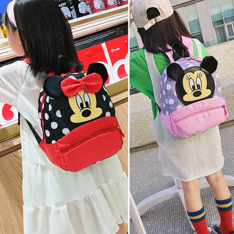 Disney Mickey mouse Children\'s School Bag Kindergarten Boy Girl Baby Backpack Minnie Cute Plush Bag Cartoon Backpack Kid\'s Gifts