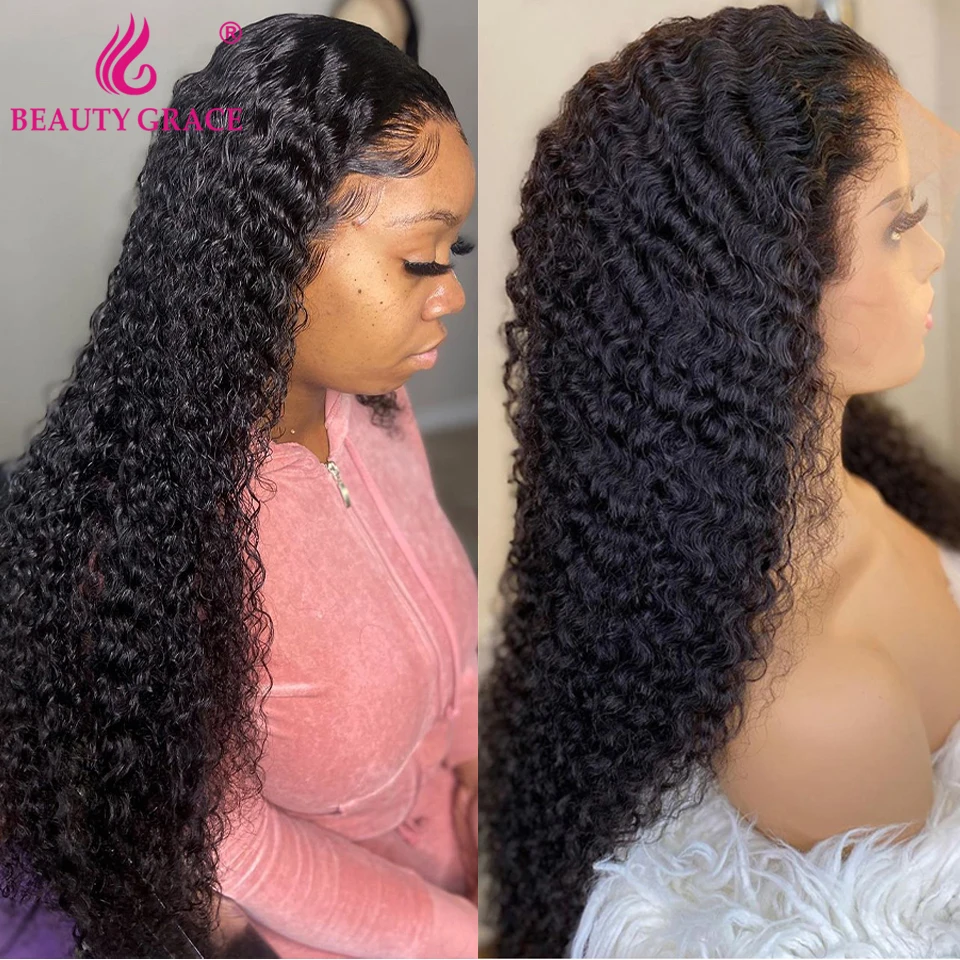 Brazilian 30 Inch Kinky Curly Lace Front Human Hair Wigs On Sale Clearance Transparent HD Curly 13X4 Lace Frontal Wigs For Women