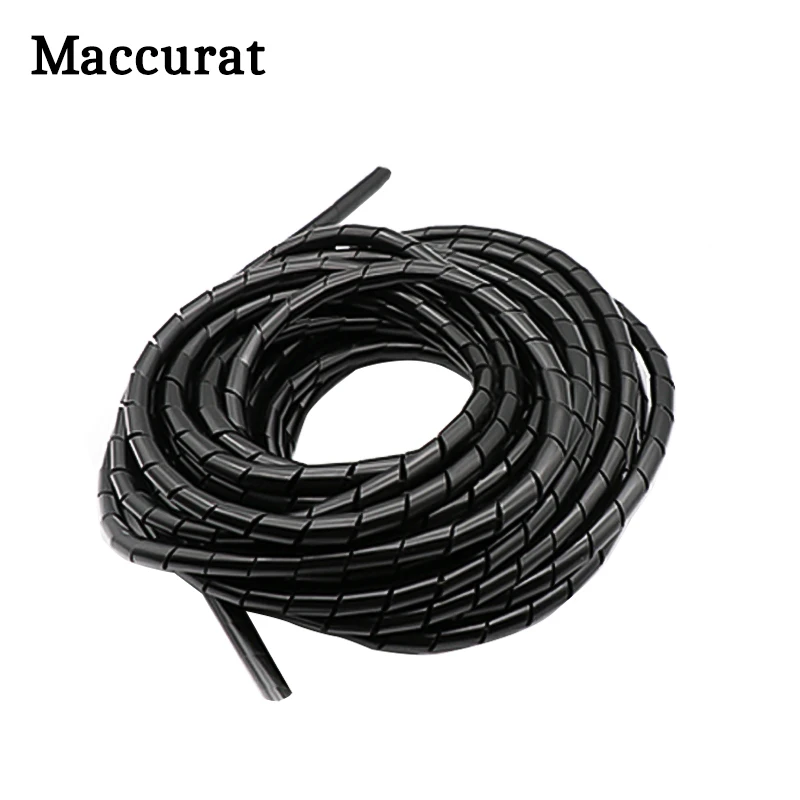 Spiral Hose Cable Wire Wrap Tube Diameter 8mm 13 Meter Part PE Manage Cord Black White For 3D Printers Parts Polyethylene 33 Ft