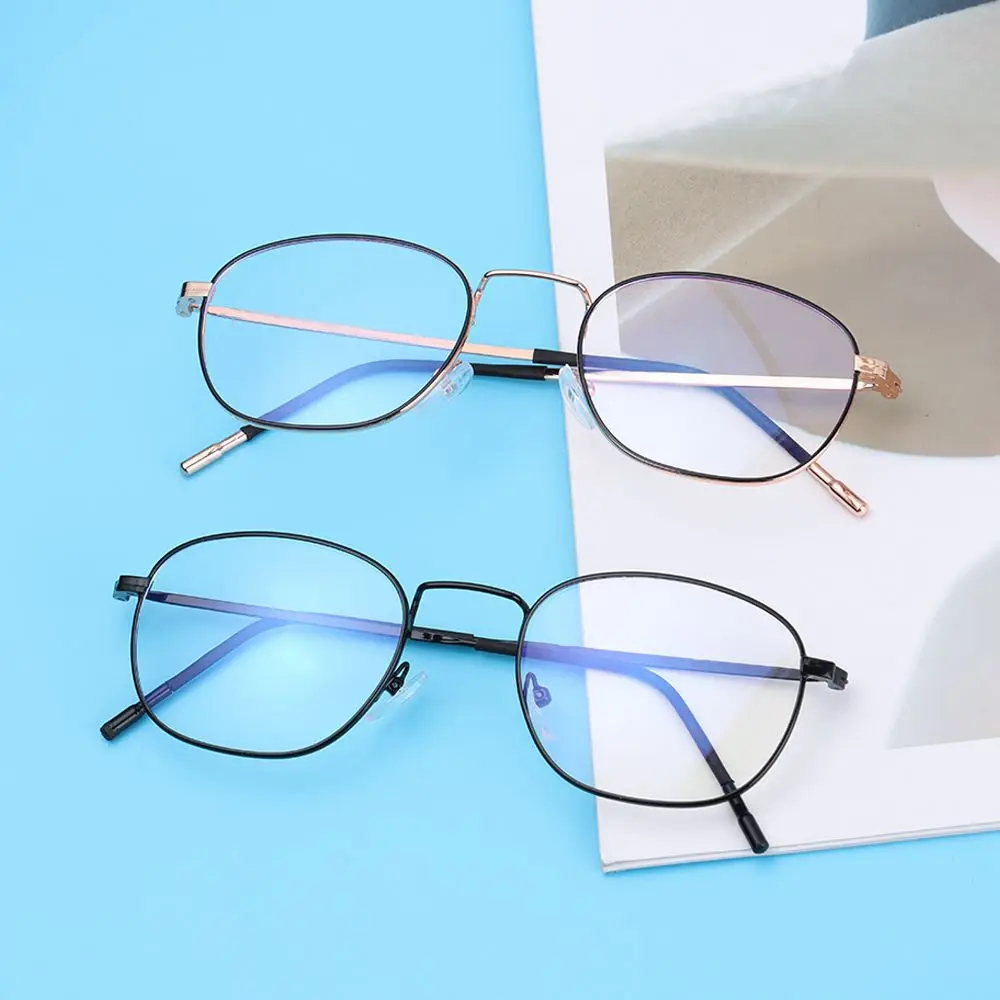 

Men Women Square Frame Portable Metal Eyeglasses Computer Goggles Ultra Light Frame Anti-Blue Light Glasses