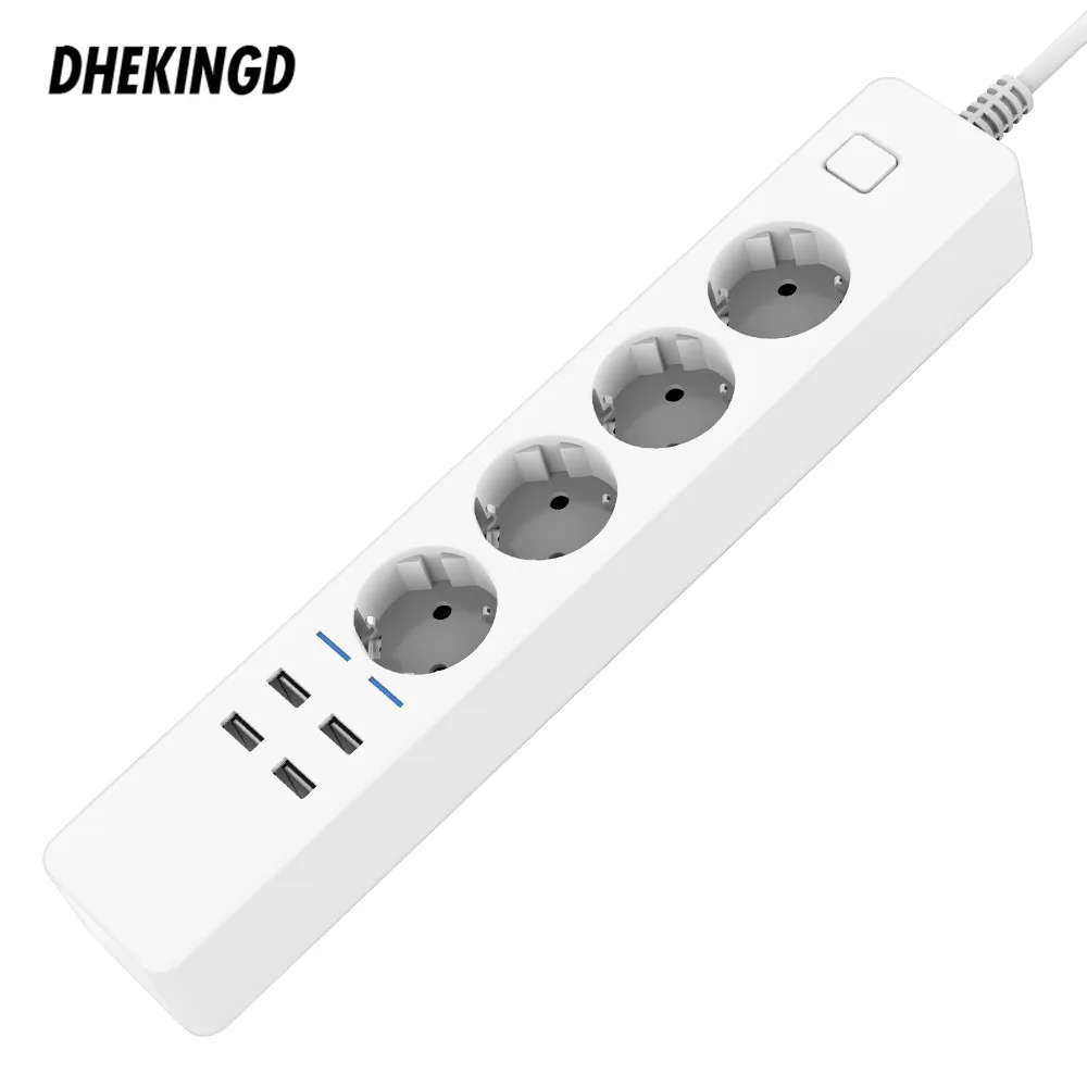 Universal Electrical Socket EU Plug Extension Power Strip HOME Office Surge Protecto 4AC 4USB 5V3.1A 16A 4000W 1.8M/3.0M/5.0M