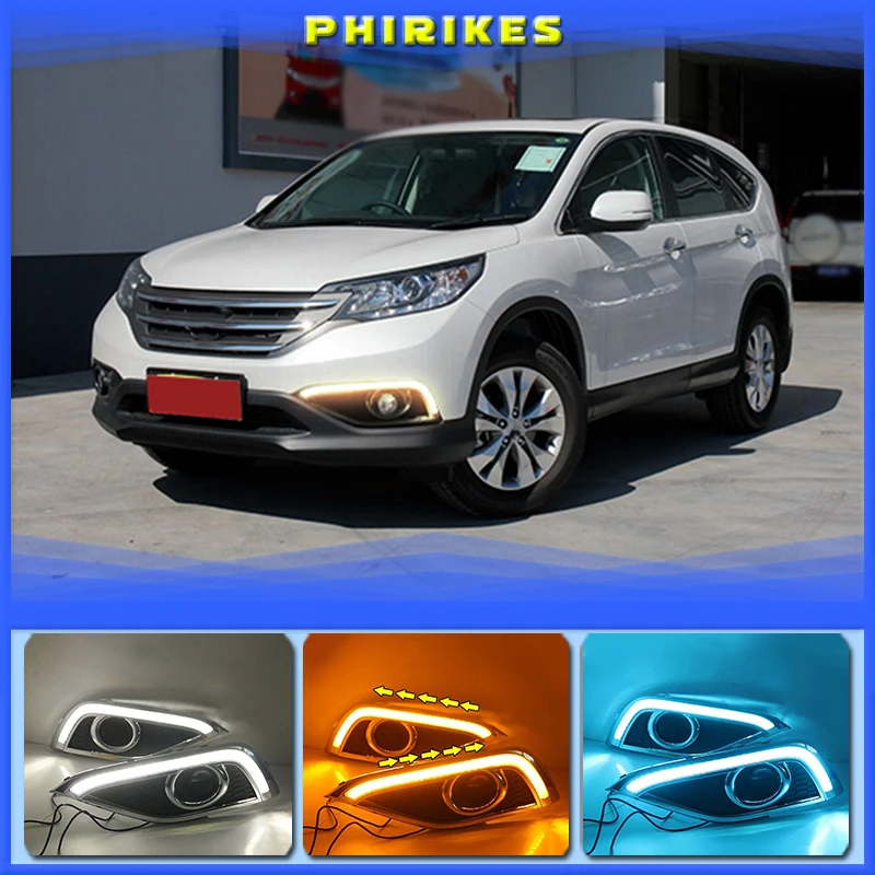 

1Pair Car LED DRL Daytime Running Lights Fog Lamp Case For Honda CR-V CRV 2012-2014 with Turning signal Day Light