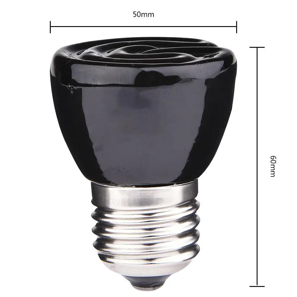 25W 50W 75W 100W E27 Pet Heating Lamp Black In-frared Ceramic Emitter Heat Light Bulb Pet Brooder Chickens Reptile Lamp 110-120V