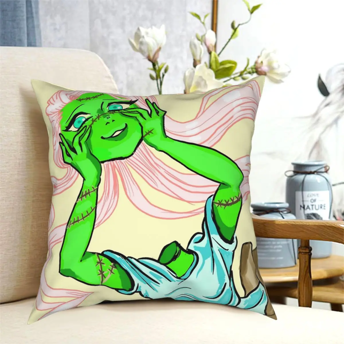 Zombie Girl Pillowcase Polyester Printed Decorative Pillow Case Sofa Cushion Cover