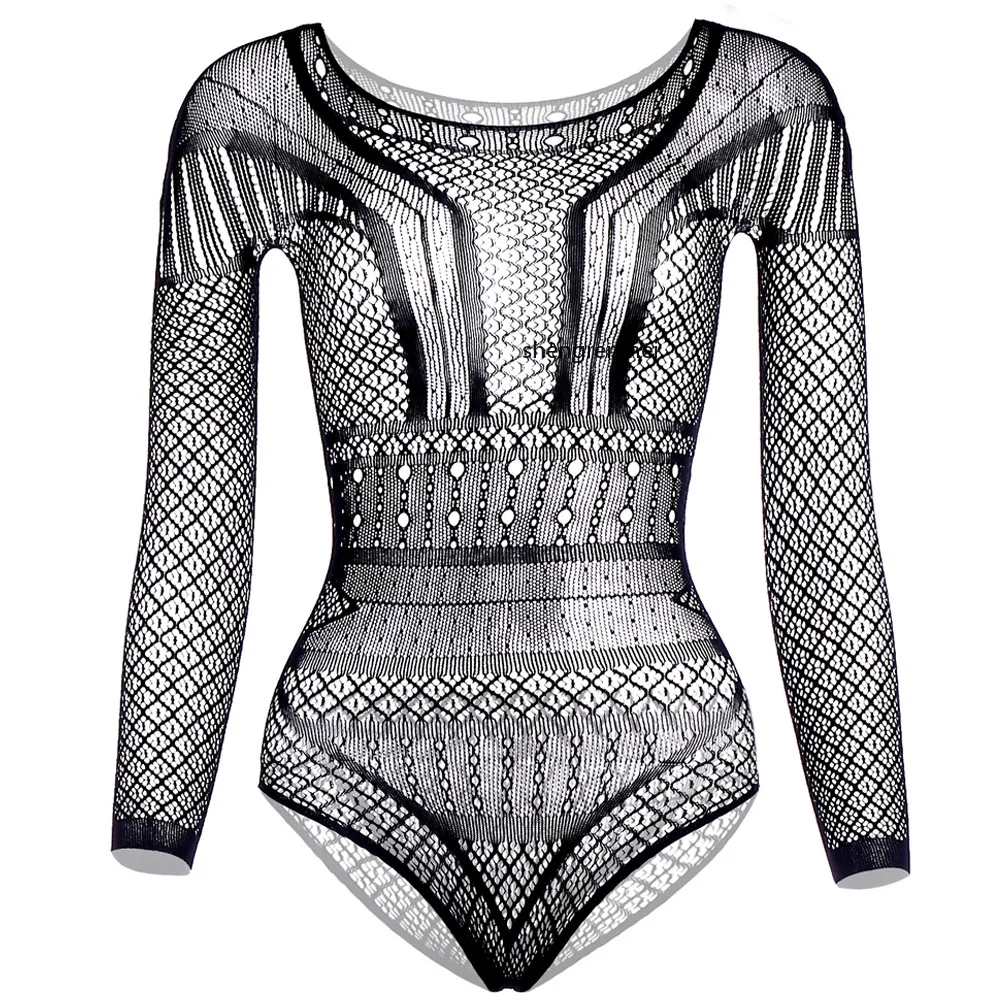 Gay Long Sleeve Lingerie Men\'s Sexy Underwear Geometry Breathable Fishnet Bodysuit Sissy Teddies New Exotic Apparel Dropshipping