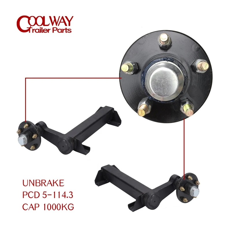 CAP 1000KG Unbrake PCD 5-114.3 Half Torsion Trailer Axle RV Parts Camper Accessories Caravan Components