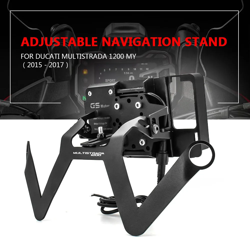 

GPS Smart Phone Navigation Mount Mounting Bracket Adapter Holder For DUCATI MULTISTRADA 1200 MY 2015-2017 SUPPORTO