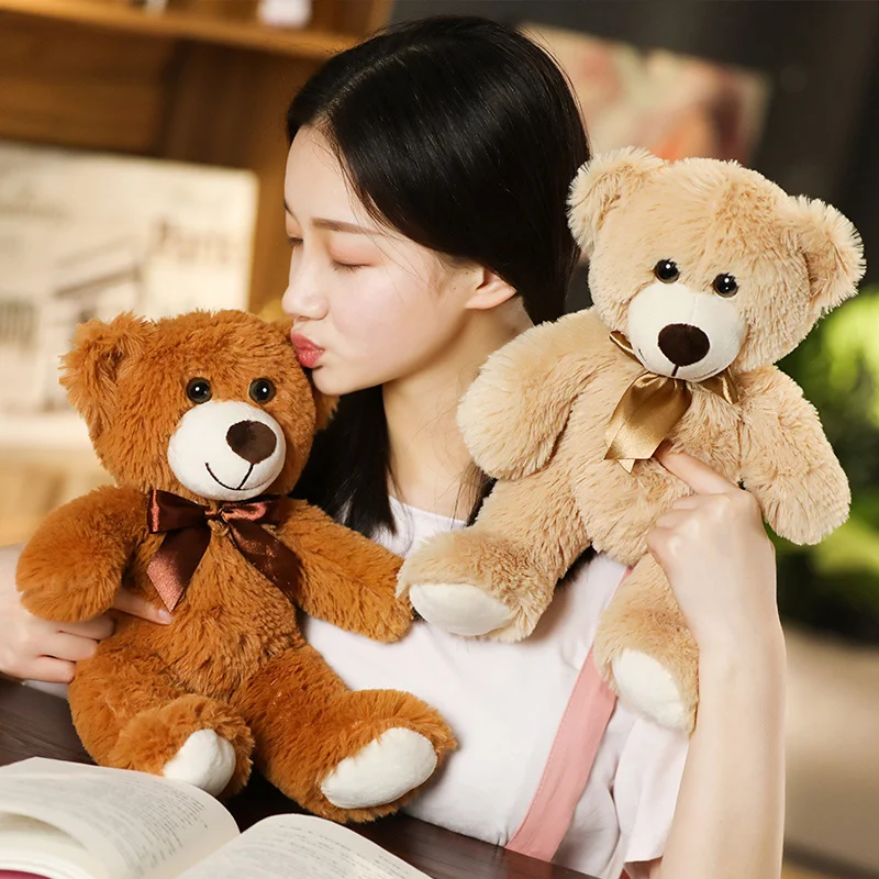 

35CM Cute Colorful Bow Tie Bear Doll Plush Toy Hug Bear Doll Children Birthday Gift Doll Teddy Bear Home Living Room Bedroom