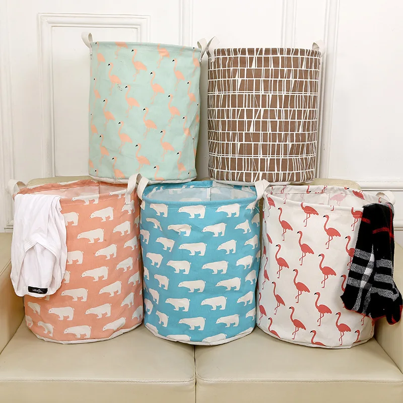 

Folding Laundry Basket Round Storage Bin Bag Large Hamper Collapsible Clothes Toy Basket Bucket Organizer Large Capacity