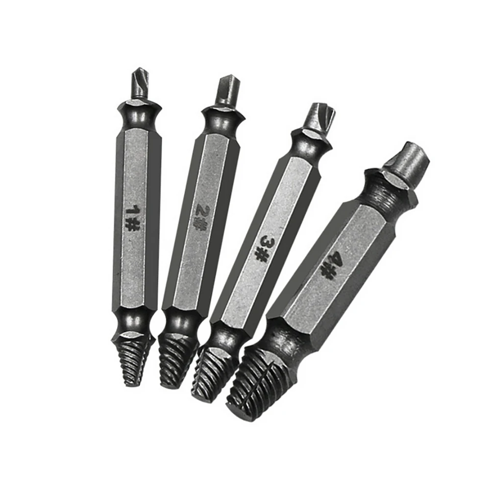 4pcs Damaged Screw Extractor Drill Bit Extractor Drill Set Broken Speed Out Bolt Extractor Bolt Stud Remover Tool