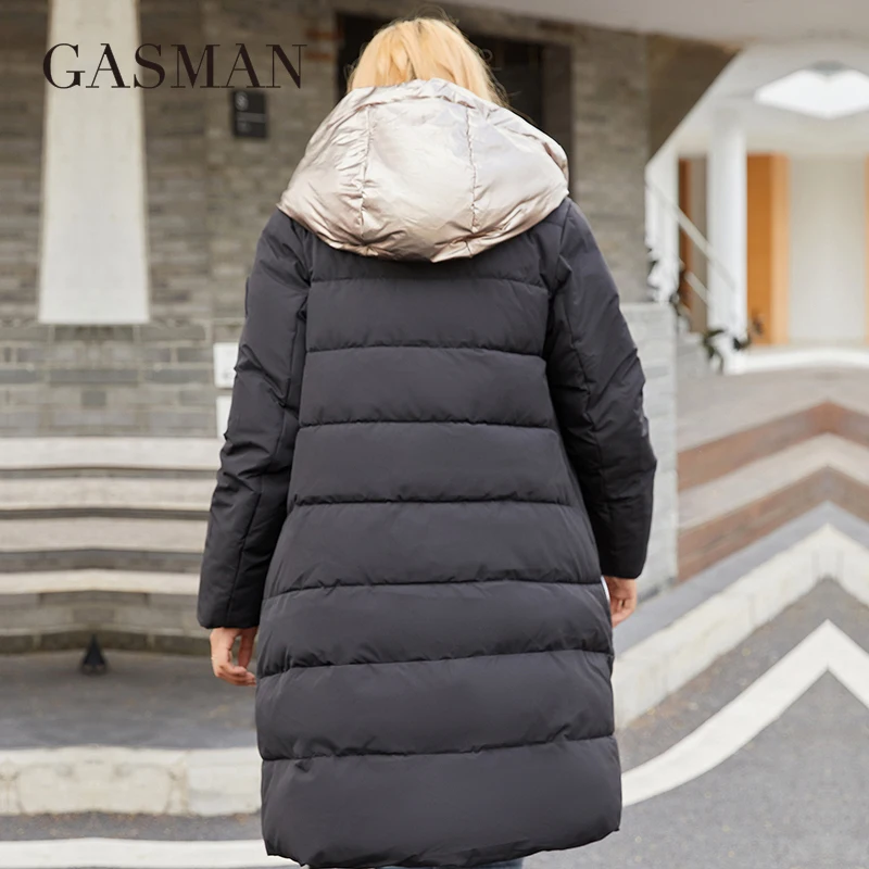 GASMAN 2022เสื้อแจ็คเก็ตสตรีฤดูหนาวกลางความยาวแฟชั่นที่อบอุ่นผู้หญิง Zipper Hooded ตัดยี่ห้อลงแจ็คเก็ตหญิง21113