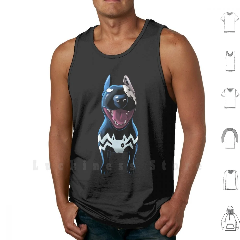 Superhero & Supervillain-2 In 1-White , No Text Tank Tops Vest 100% Cotton Hero Dog Smile Bullterrier Bullman Comic Funny