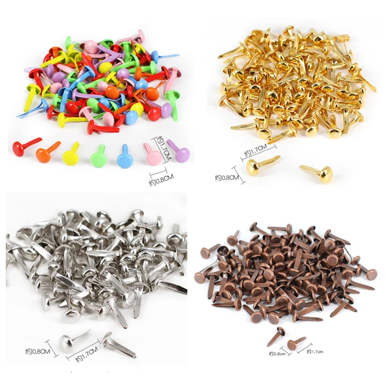 100pcs/Bag Mix Pattern Round Metal Brads DIY Scrapbooking Crafts Accessories For Home Decor Embellishment Fastener Supplies