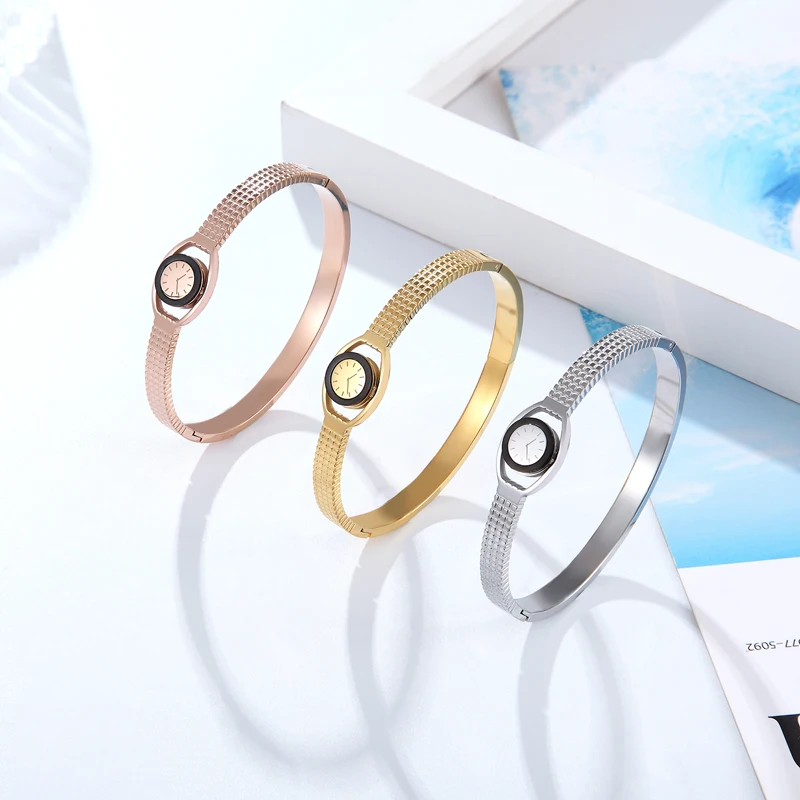 New Arrival Imitation Watch Shape Woman Bangle Bracelet Stainless Steel Jewelry Woman Bracelet Gift for Women