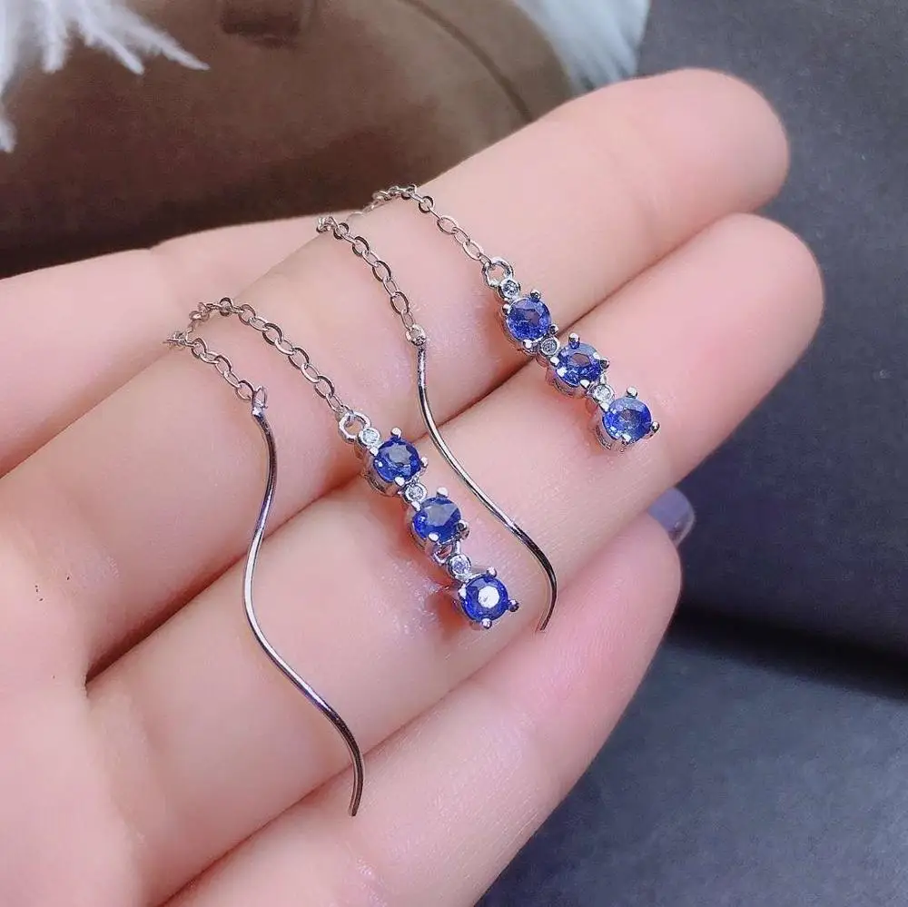 KJJEAXCMY fine jewelry natural Emerald sapphire ruby 925 sterling silver women gemstone earrings ear line support test popular 2
