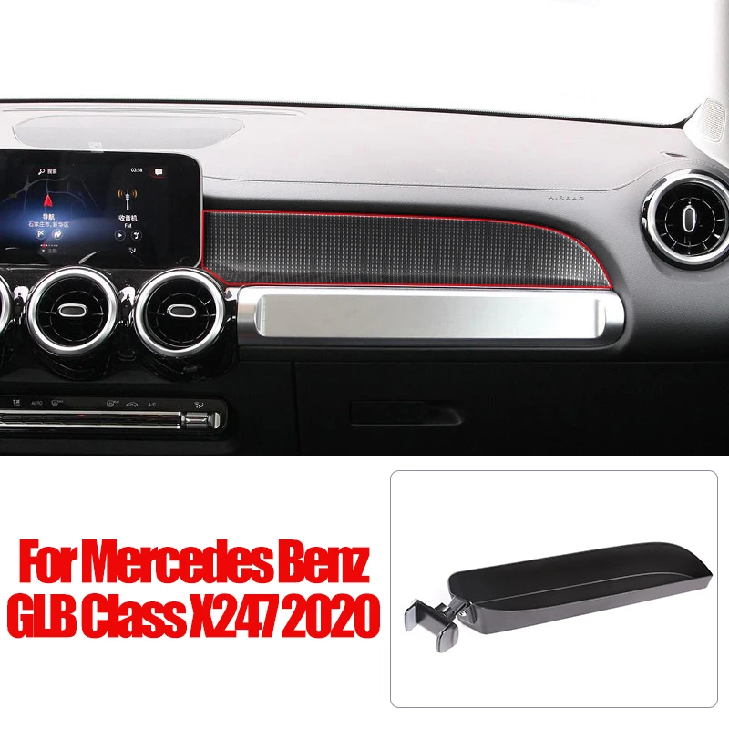 

For Mercedes Benz GLB Class X247 2020 ABS Black Co-pilot Dashboard Mobile Phone Holder Storage Box Car Accessories