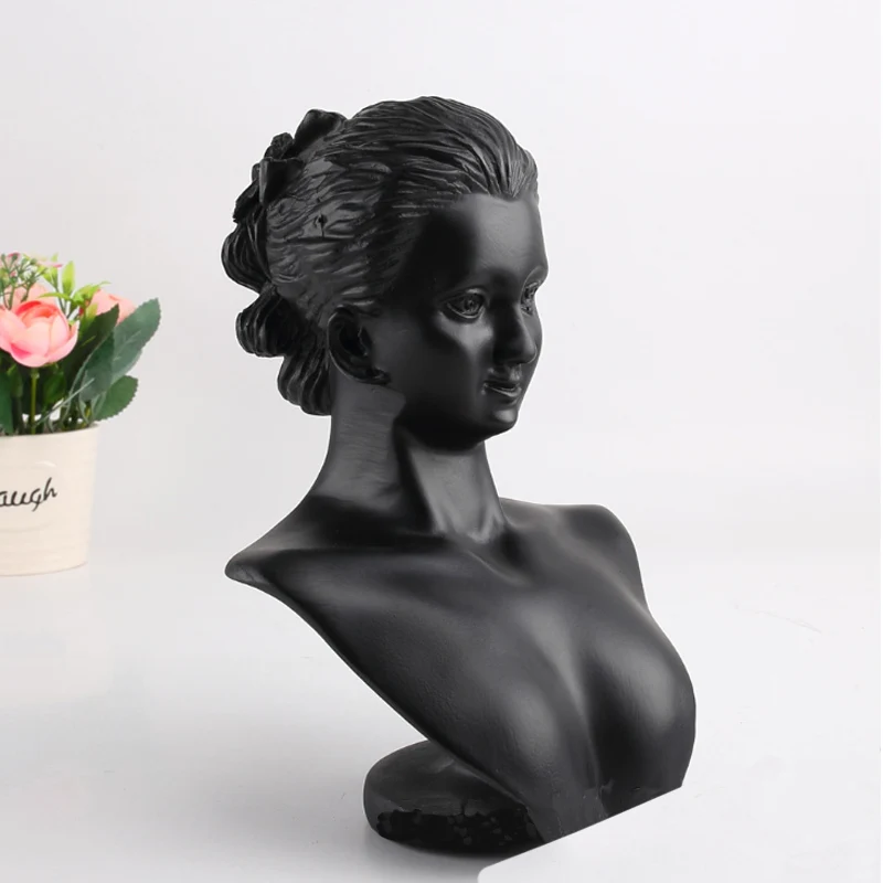 Beauty Gift Jewelry Necklace Pendant Earring Display Stand Holder Show Black Resin Mannequin Bust Decorate Jewelry Display Shelf