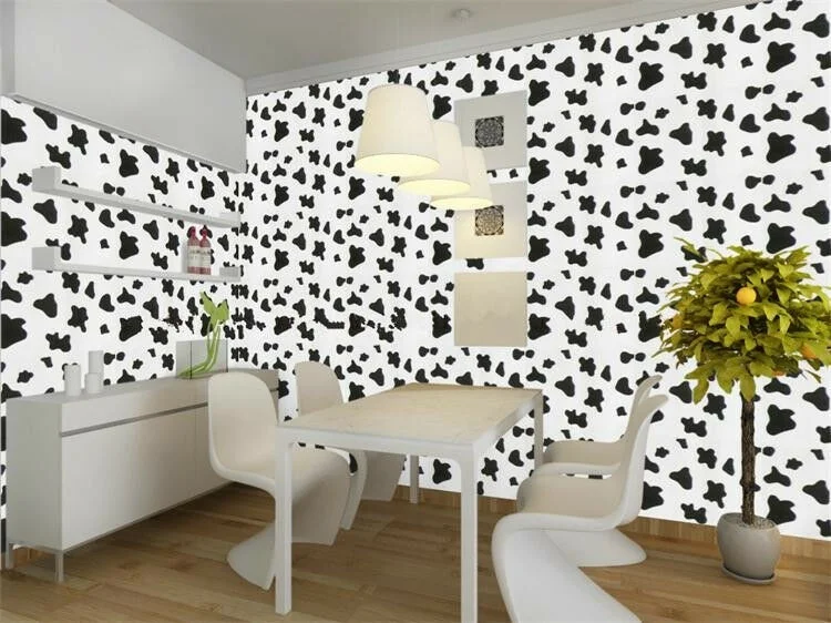 HaoHome Cow Pattern Wallpaper Self Adhesive Contact Paper Shelf Liner Drawer Wall Papers Home Decor Bedroom Living Room Decor