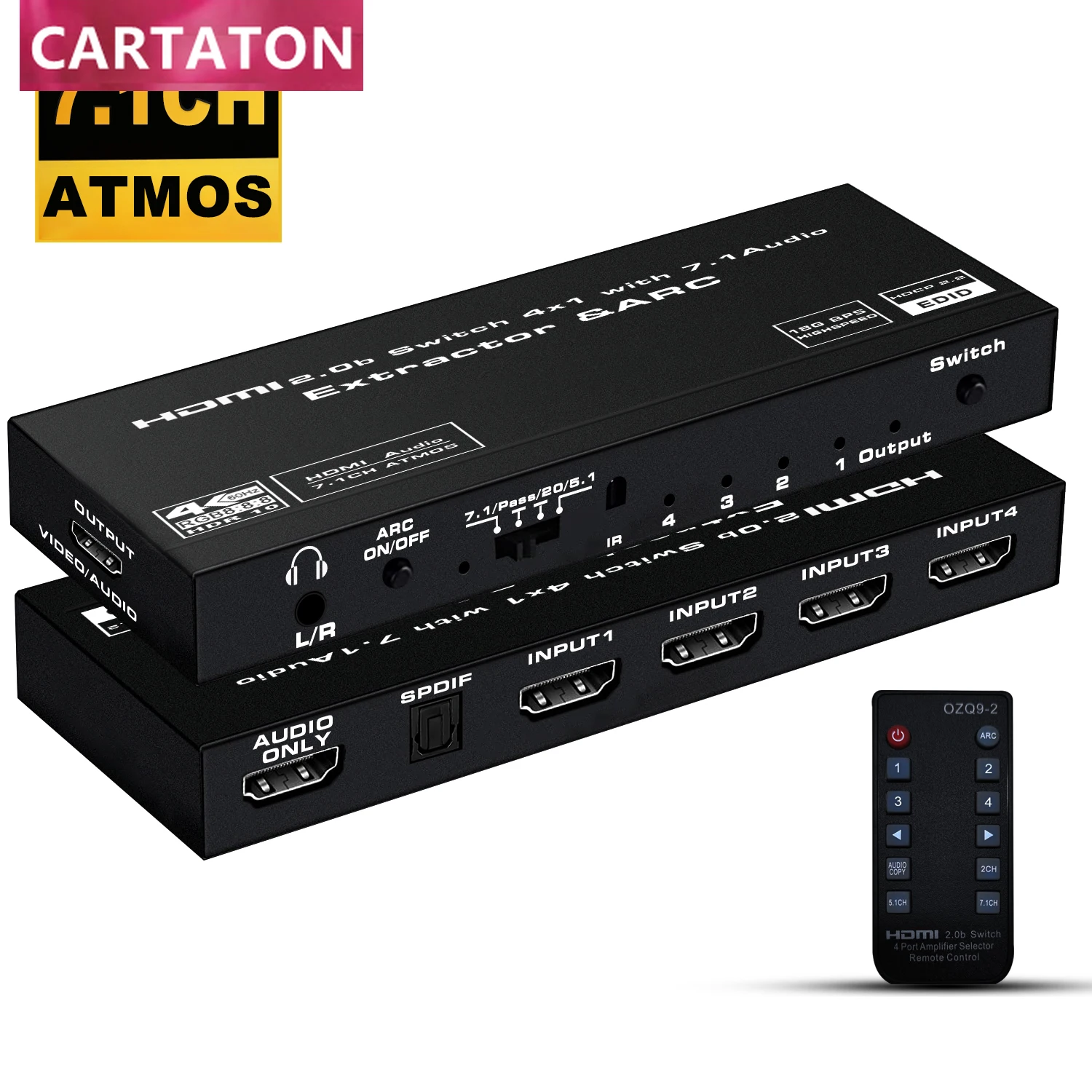 4x1 HDMI Splitter Audio Extractor with 7.1ch digital Other Home Audio Support HDCP 2.2 LPCM